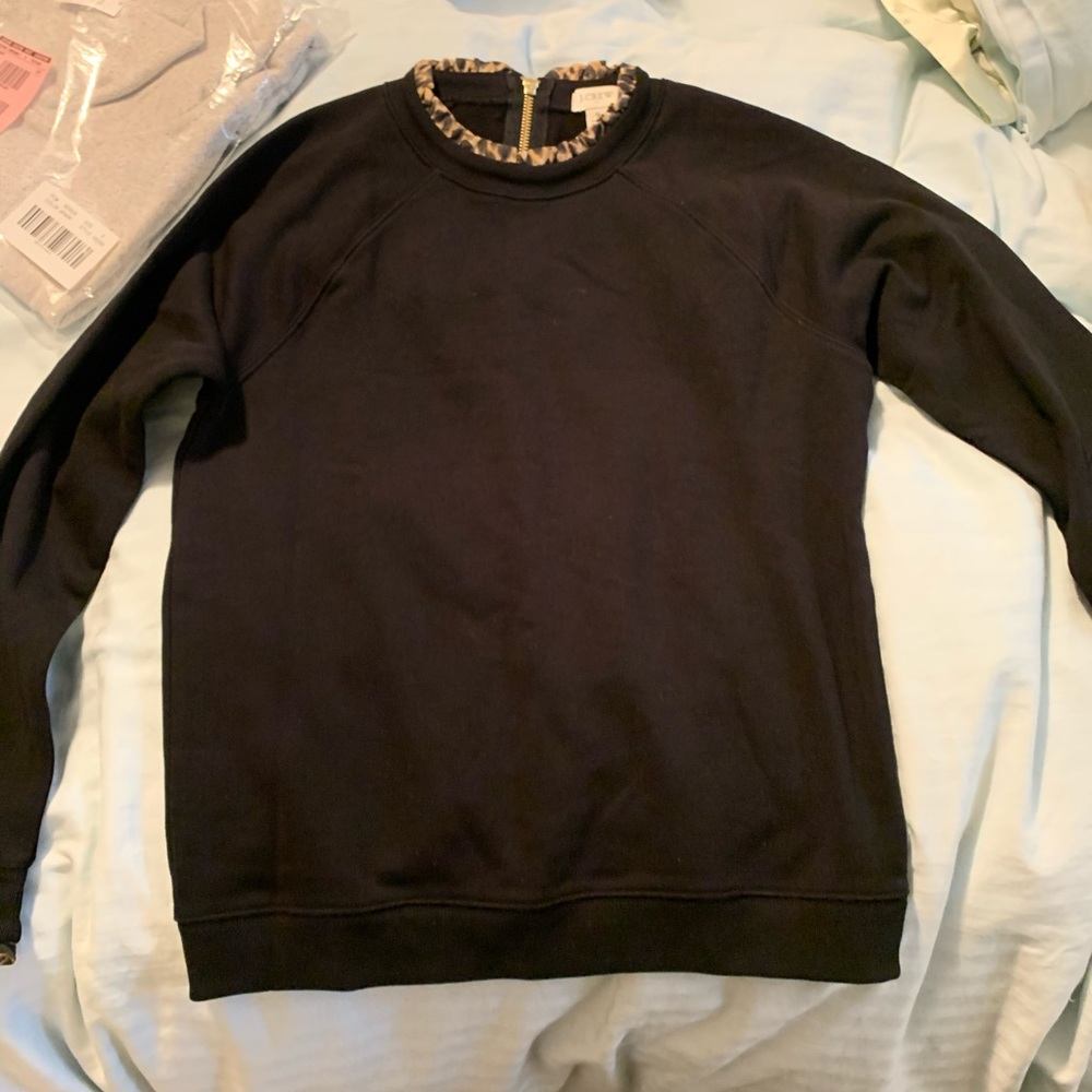 J Crew black and leopard top